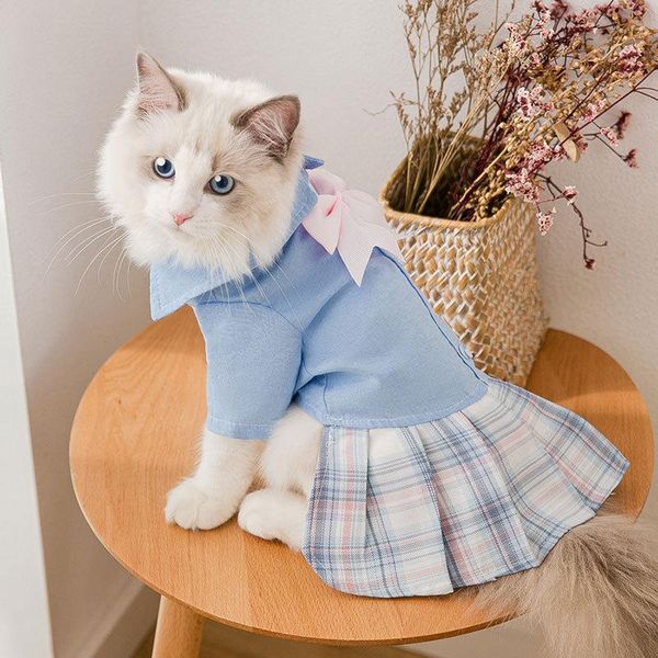 cat costumes autumn jk skirt dog clothes small two-legged and winter pet denim dress
cat costumes autumn jk skirt dog clothes small two-legged and winter pet denim dress
