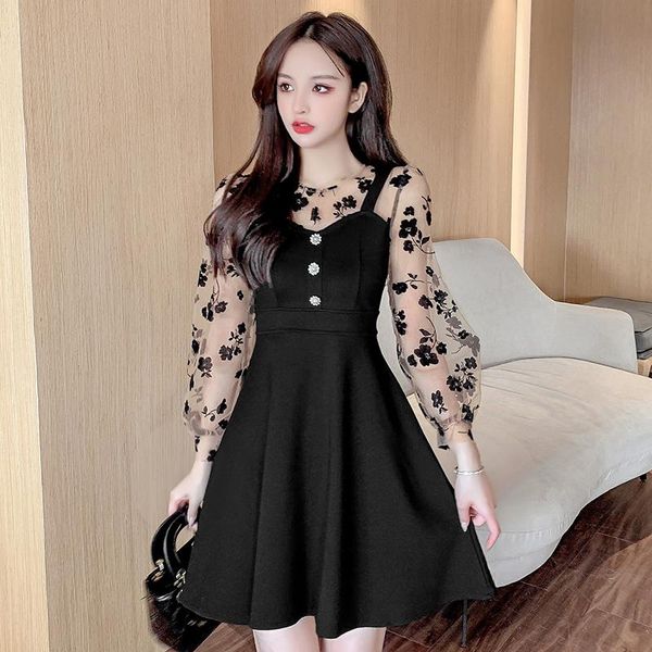 casual dresses women black pachwork mesh floral club mini 2021 korean fashion office lady dress spring autumn elegant bodycon robe, Black;gray
casual dresses women black pachwork mesh floral club mini 2021 korean fashion office lady dress spring autumn elegant bodycon robe, Black;gray