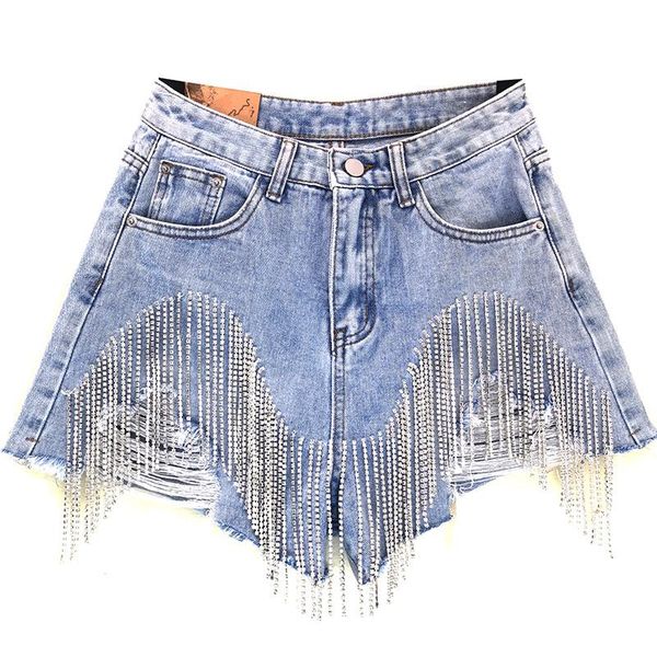 women's jeans 2021 summer ripped denim shorts women studded rhinestone tassel hole high waist wide-leg pants harajuku nancylim, Blue
women's jeans 2021 summer ripped denim shorts women studded rhinestone tassel hole high waist wide-leg pants harajuku nancylim, Blue