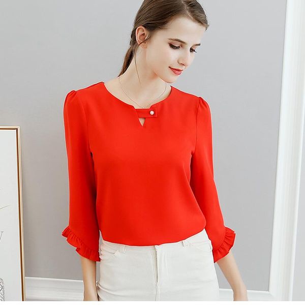 women's blouses & shirts spring and summer 2021 women ruffles sleeved chiffon blouse pearl korean fashion solid slim female lady, White
women's blouses & shirts spring and summer 2021 women ruffles sleeved chiffon blouse pearl korean fashion solid slim female lady, White