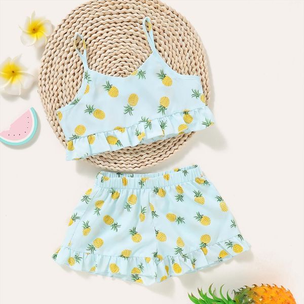 1 6y lovely baby girls clothes sets pineapple printed ruffles sleeveless vest shorts 2pcs, White
1 6y lovely baby girls clothes sets pineapple printed ruffles sleeveless vest shorts 2pcs, White