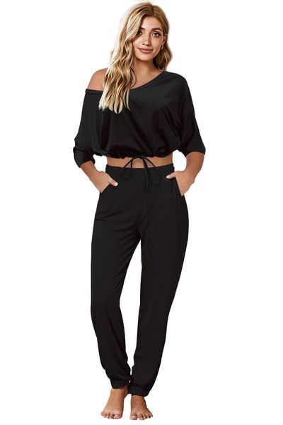 women's thermal underwear casual loose home clothes big v slant shoulder wear, Black;pink
women's thermal underwear casual loose home clothes big v slant shoulder wear, Black;pink