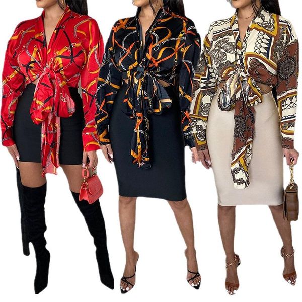 women's blouses & shirts product v-neck long-sleeved printed lace-up shirt top, White
women's blouses & shirts product v-neck long-sleeved printed lace-up shirt top, White