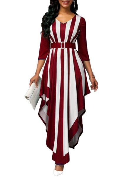 apparel dress women summer stylish v neck 3/4 sleeve vertical stripes irregular hem belt long party dress clothing, Black;gray
apparel dress women summer stylish v neck 3/4 sleeve vertical stripes irregular hem belt long party dress clothing, Black;gray