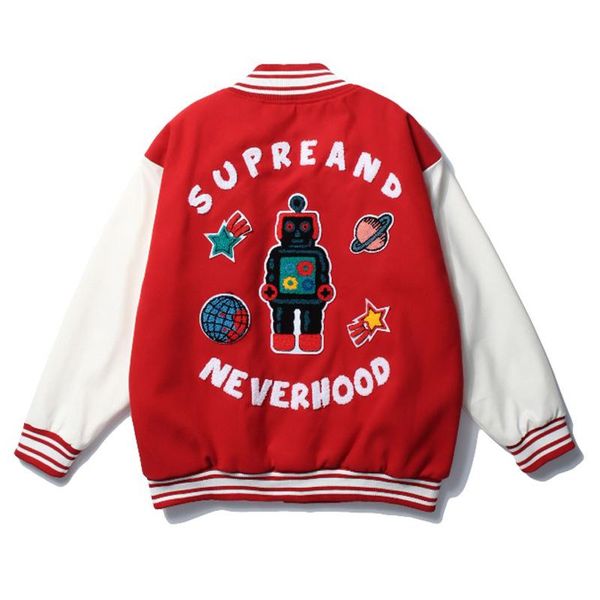 men's jackets hip hop varsity furry funny robot embroidery patchwork baseball jacket college style chaquetas couple streetwear, Black;brown
men's jackets hip hop varsity furry funny robot embroidery patchwork baseball jacket college style chaquetas couple streetwear, Black;brown