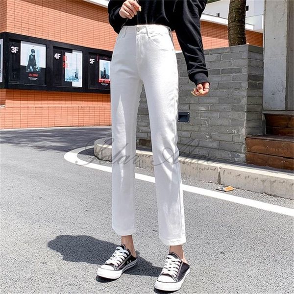 women's jeans fall 2021 ankle length straight high waist elastic loose edge white casual pants, Blue
women's jeans fall 2021 ankle length straight high waist elastic loose edge white casual pants, Blue
