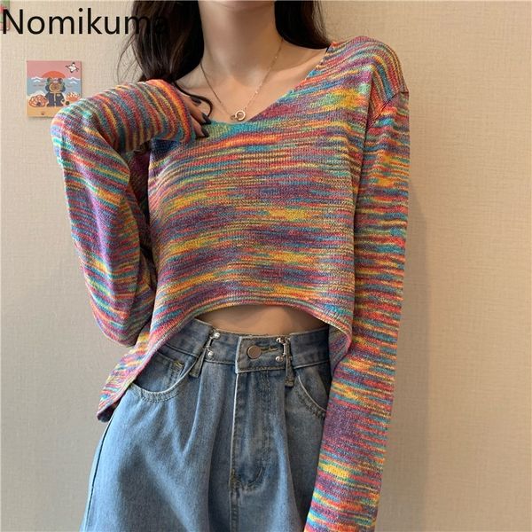 nomikuma rainbow v-neck pullovers sweater autumn new short knitwear causal long sleeve women knitted jumpers 6b938 210427, White;black
nomikuma rainbow v-neck pullovers sweater autumn new short knitwear causal long sleeve women knitted jumpers 6b938 210427, White;black