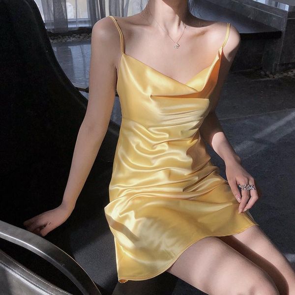 dress women spaghetti strap dresses female high waist satin club short summer 2021 mini sleeveless vestidos casual, Black;gray 
dress women spaghetti strap dresses female high waist satin club short summer 2021 mini sleeveless vestidos casual, Black;gray