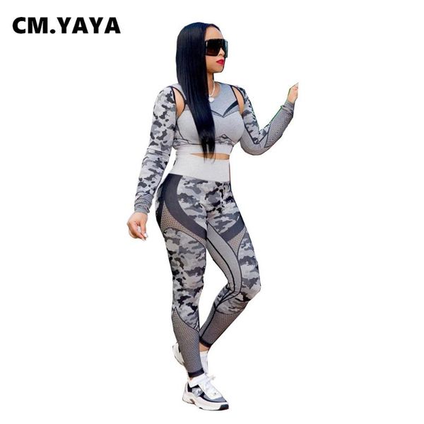 women's tracksuits cm.yaya activewear set full sleeve crop legging pant suits tracksuit fitness two piece camouflage print outfits, Gray
women's tracksuits cm.yaya activewear set full sleeve crop legging pant suits tracksuit fitness two piece camouflage print outfits, Gray