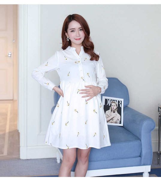 fshion casual maternity dress cotton knee-length flower maternity clothes boat neck embroidered long sleeve pregnancy dress x0902, White
fshion casual maternity dress cotton knee-length flower maternity clothes boat neck embroidered long sleeve pregnancy dress x0902, White