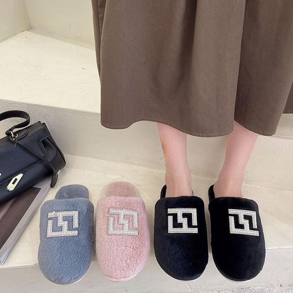 slippers women house warm winter crystal fur home shoes casual plush comfortable slides, Black
slippers women house warm winter crystal fur home shoes casual plush comfortable slides, Black