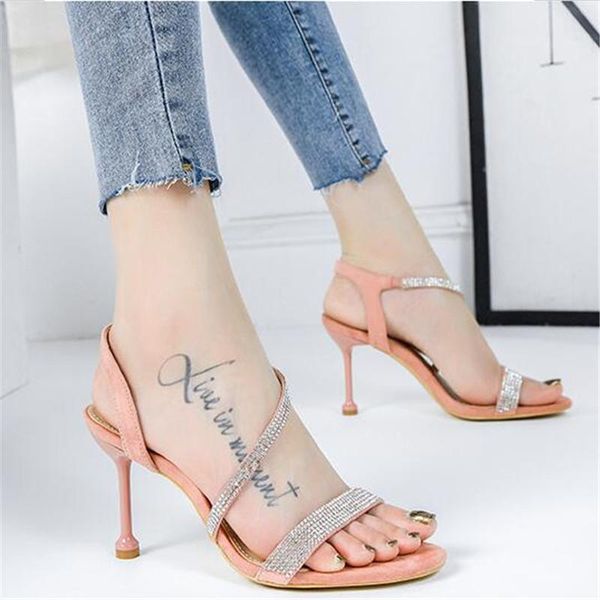 rhinestone stiletto lady crystal narrow band thin heels sandal woman ankle strap wedding dress shoes open toed pumps sandals, Black
rhinestone stiletto lady crystal narrow band thin heels sandal woman ankle strap wedding dress shoes open toed pumps sandals, Black