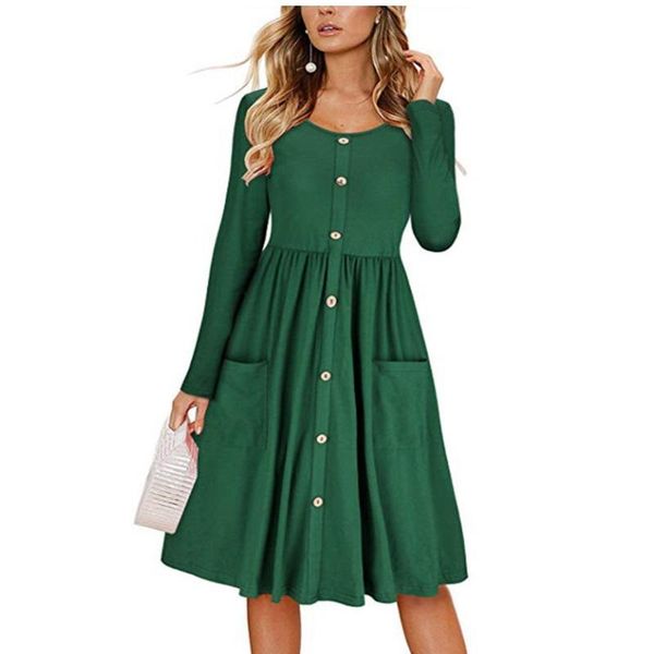 casual dresses spring autumn women plus size fashion o-neck pockets slim button solid long sleeve dress for larger one-piece, Black;gray
casual dresses spring autumn women plus size fashion o-neck pockets slim button solid long sleeve dress for larger one-piece, Black;gray