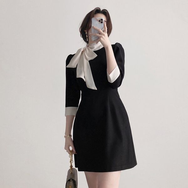 hit color patchwork temperament dress women high waist hip a line vestidos bow design long sleeve robe work style ol 210427, Black;gray
hit color patchwork temperament dress women high waist hip a line vestidos bow design long sleeve robe work style ol 210427, Black;gray