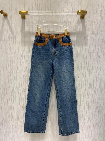 women's jeans autumn high-end clothing vintage high waist handmade leather edging splicing design denim trousers 53, Blue
women's jeans autumn high-end clothing vintage high waist handmade leather edging splicing design denim trousers 53, Blue