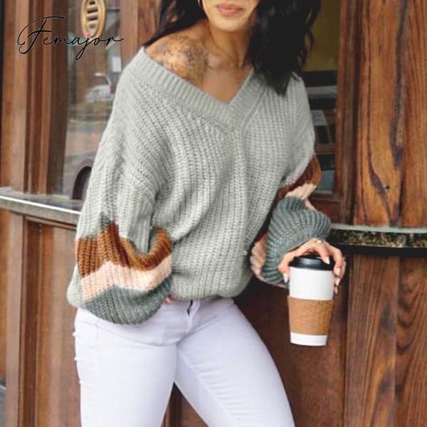 women's sweaters femajor women autumn winter sweater casual v neck knitted pullover female gray block long sleeve mujer loose jumper, White;black
women's sweaters femajor women autumn winter sweater casual v neck knitted pullover female gray block long sleeve mujer loose jumper, White;black