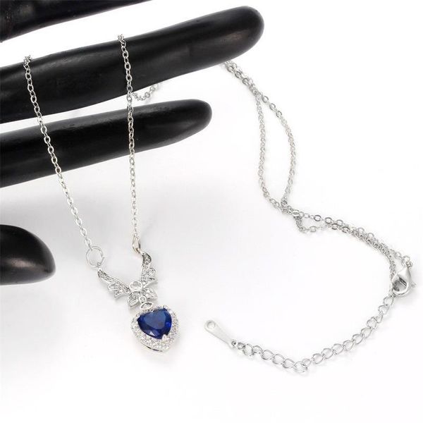 pendant necklaces sky blue heat delicate necklace for women with anniversary party female jewelry, Silver
pendant necklaces sky blue heat delicate necklace for women with anniversary party female jewelry, Silver