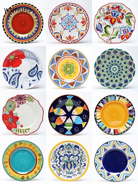 ceramic disc 11-inch american plate home dining western steak dish hand-painted tableware dishes & plates 
ceramic disc 11-inch american plate home dining western steak dish hand-painted tableware dishes & plates