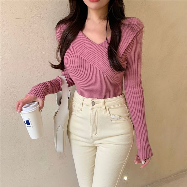 4colors womens knitted sweater autumn and winter 2021 korean style v neck sweaters and pullovers womens (r99500), White;black
4colors womens knitted sweater autumn and winter 2021 korean style v neck sweaters and pullovers womens (r99500), White;black