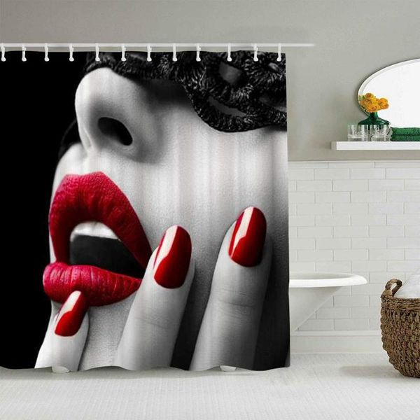 polyester fabric shower curtain set with 12 plastic hooks decorative bath curtains a beautiful girl face red lipstick
polyester fabric shower curtain set with 12 plastic hooks decorative bath curtains a beautiful girl face red lipstick