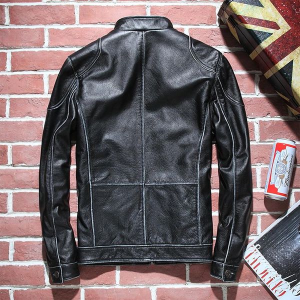 men's leather & faux genuine jacket men cow coat spring autumn biker motorcycle vintage cowhide wp16c534 kj3855, Black
men's leather & faux genuine jacket men cow coat spring autumn biker motorcycle vintage cowhide wp16c534 kj3855, Black