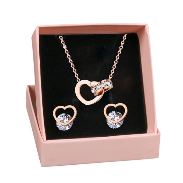 earrings & necklace 316l stainless steel love heart inlaid crystal titanium and set colorless ladies zircon jewelry, Silver
earrings & necklace 316l stainless steel love heart inlaid crystal titanium and set colorless ladies zircon jewelry, Silver