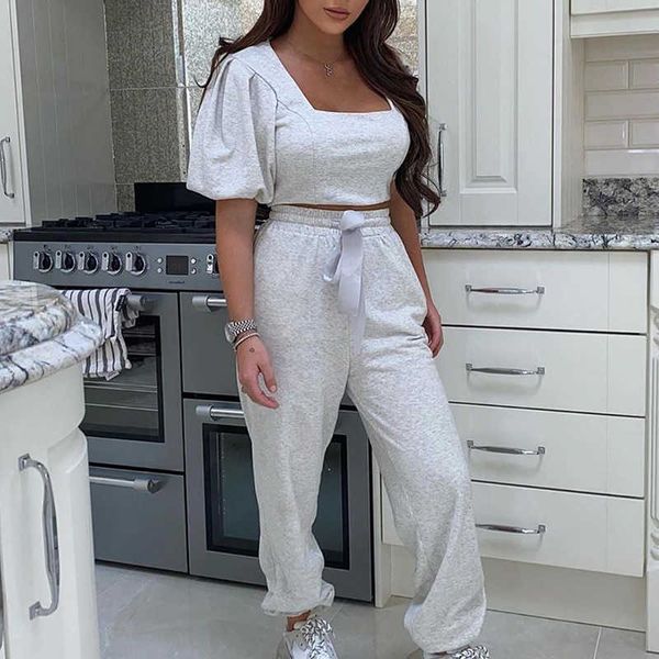 summer arrival casual square collar puff sleeve solid slim short lace up pants two-piece suit women 210709, White
summer arrival casual square collar puff sleeve solid slim short lace up pants two-piece suit women 210709, White
