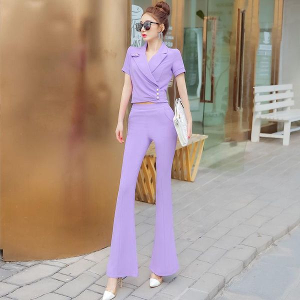 women's two piece pants women 2021 summer fashion ol suits female turn-down collar short +flare sets office ladies work wear slim 2pcs, White
women's two piece pants women 2021 summer fashion ol suits female turn-down collar short +flare sets office ladies work wear slim 2pcs, White