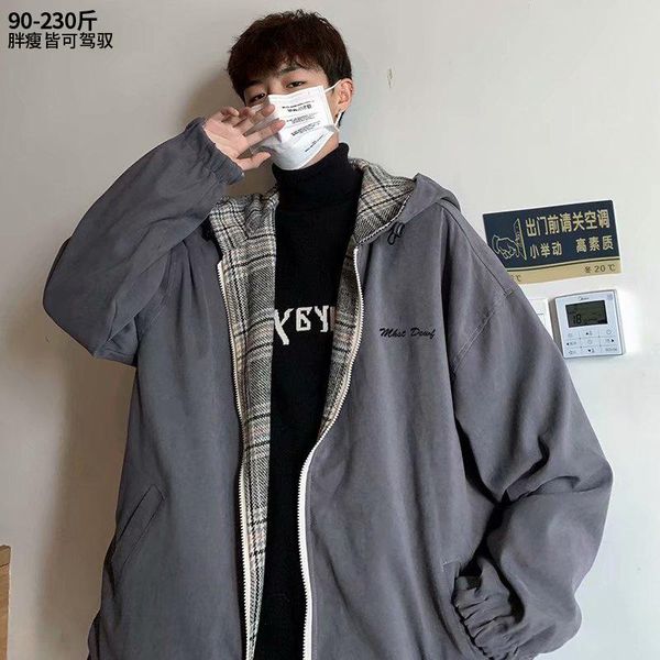 men's jackets harajuku double-sided windbreaker, trendy big size jacket, plaid hooded punk street windbreaker jacket korean, Black;brown
men's jackets harajuku double-sided windbreaker, trendy big size jacket, plaid hooded punk street windbreaker jacket korean, Black;brown