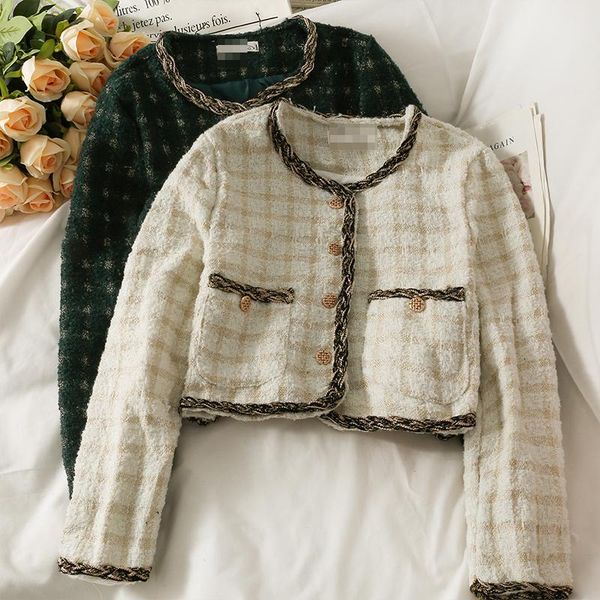 women's jackets elegant retro bright silk edging button short jacket coats autumn plaid tweed long-sleeved trend office lady, Black;brown
women's jackets elegant retro bright silk edging button short jacket coats autumn plaid tweed long-sleeved trend office lady, Black;brown