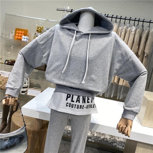 niche design back letter stitching fake two hooded loose hoodie + high waist skinny tight stretch pants 2 suit women's piece, White
niche design back letter stitching fake two hooded loose hoodie + high waist skinny tight stretch pants 2 suit women's piece, White