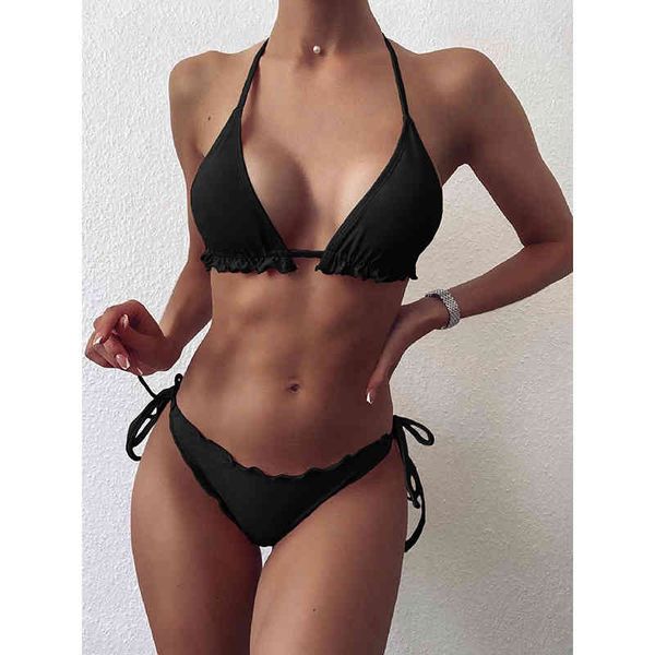 women's swimwear bikini swimsuit women ruffle female bandage halter set brazilian bathing suit beach wear biquini 7sdi, White;black
women's swimwear bikini swimsuit women ruffle female bandage halter set brazilian bathing suit beach wear biquini 7sdi, White;black
