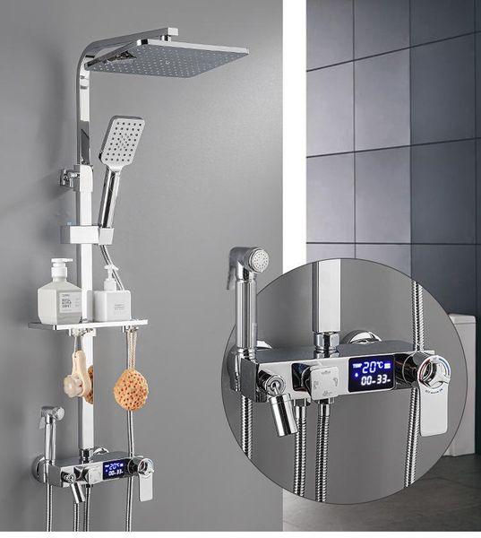 digital thermostatic shower faucets set rainfall head temperature control single handle mixer tap bathtub faucet bathroom sets
digital thermostatic shower faucets set rainfall head temperature control single handle mixer tap bathtub faucet bathroom sets