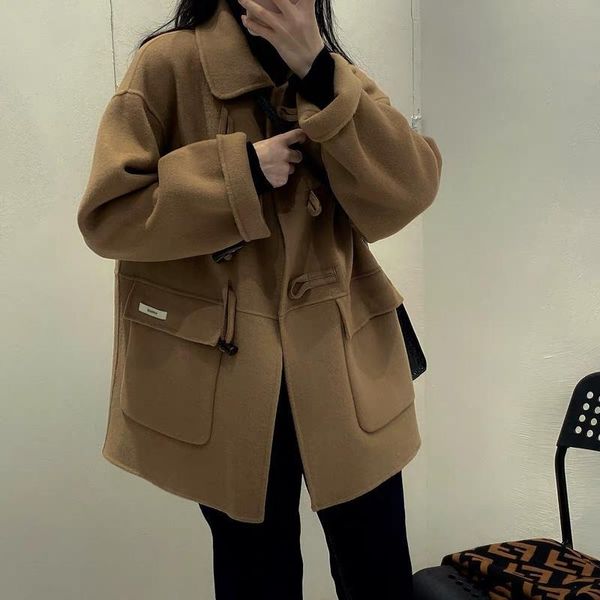 women's wool & blends xu dake's clothes in autumn and winter 2021 small man medium long woolen coat ox horn buckle solid colo, Black
women's wool & blends xu dake's clothes in autumn and winter 2021 small man medium long woolen coat ox horn buckle solid colo, Black