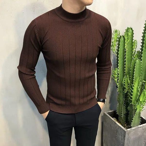 men's sweaters men 2021 autumn winter fashion slim mock neck jumpers striped bottoming sweater male pullover knitted o392, White;black
men's sweaters men 2021 autumn winter fashion slim mock neck jumpers striped bottoming sweater male pullover knitted o392, White;black