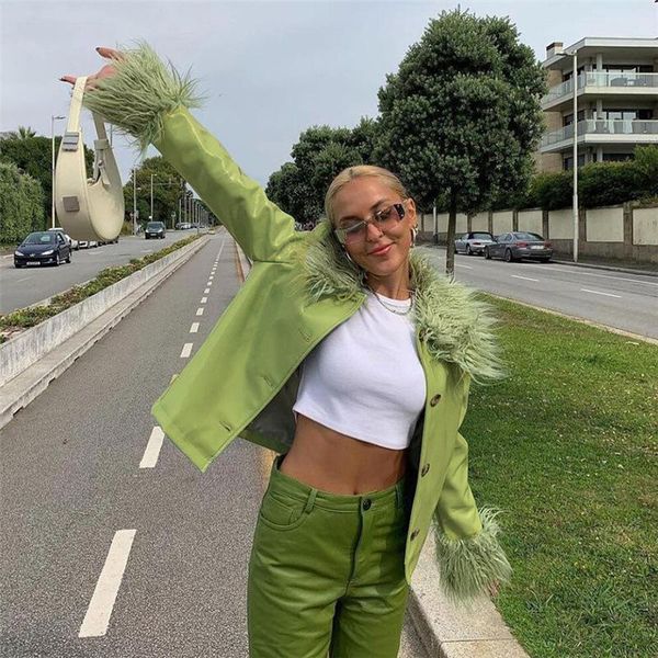 women's jackets monmoira solid fur collar women pu leather ins chic casual single-breasted and coats female streetwear cwj0180-5, Black;brown
women's jackets monmoira solid fur collar women pu leather ins chic casual single-breasted and coats female streetwear cwj0180-5, Black;brown