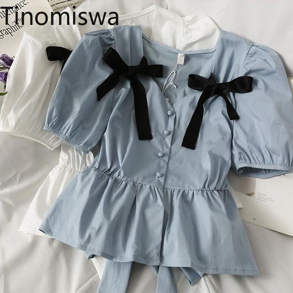 women's blouses & shirts tinomiswa bow knot design elegant blouse camisas mujer v neck puff sleeve single breasted korean style blusas, White
women's blouses & shirts tinomiswa bow knot design elegant blouse camisas mujer v neck puff sleeve single breasted korean style blusas, White