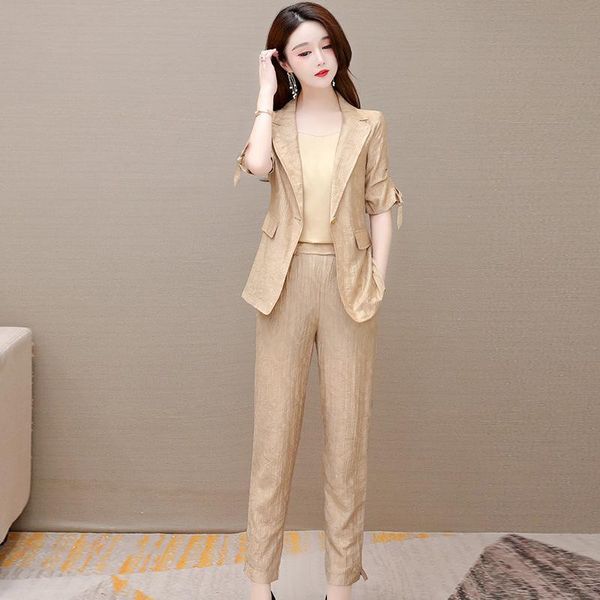 women's suits & blazers fashion three piece suit women 2021 summer slim temperament elegant long sleeve blazer coat casual pants, White;black
women's suits & blazers fashion three piece suit women 2021 summer slim temperament elegant long sleeve blazer coat casual pants, White;black