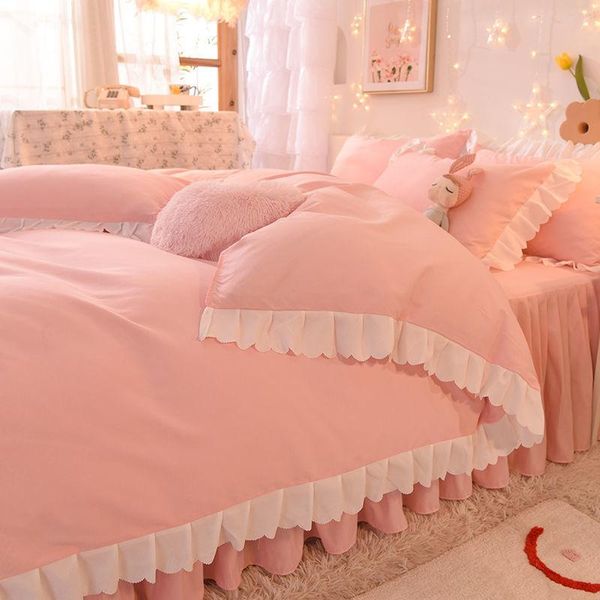 bedding sets girl heart bed covers skirt four piece luxury korean princess style thick sanding quilt cover three set
bedding sets girl heart bed covers skirt four piece luxury korean princess style thick sanding quilt cover three set