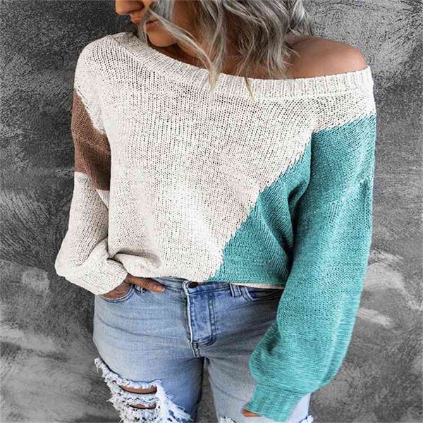 2021 autumn fashion leisure loose fitting Pullover temperament commuting long sleeve round neck color matching sweater for women, White + coffee
2021 autumn fashion leisure loose fitting Pullover temperament commuting long sleeve round neck color matching sweater for women, White + coffee