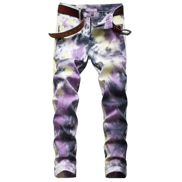 men's jeans 2021 original european and american hip hop colorful trend personalized elastic leg, Blue
men's jeans 2021 original european and american hip hop colorful trend personalized elastic leg, Blue