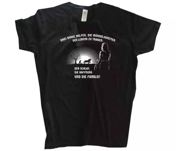 three things things there is the mühseligkeiten of life to wear t-shirt s-3xl, White;black
three things things there is the mühseligkeiten of life to wear t-shirt s-3xl, White;black