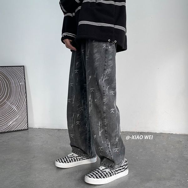 men's jeans baggy homme classic black color printing casual pants loose biker denim wide leg fashion trousers -2xl umjx, Blue
men's jeans baggy homme classic black color printing casual pants loose biker denim wide leg fashion trousers -2xl umjx, Blue