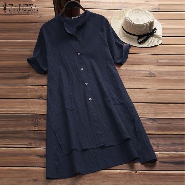 women's blouses & shirts 2022 elegant solid summer short sleeve blusas female button asymmetrical tunic oversize chemise top, White
women's blouses & shirts 2022 elegant solid summer short sleeve blusas female button asymmetrical tunic oversize chemise top, White