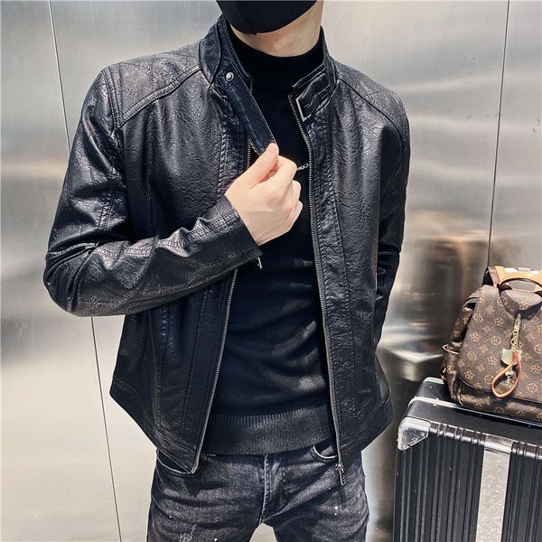 men's leather & faux synthetic leather jacket, luxury neckline and zipper, imitation, motorcyclist, autumn winter, Black
men's leather & faux synthetic leather jacket, luxury neckline and zipper, imitation, motorcyclist, autumn winter, Black