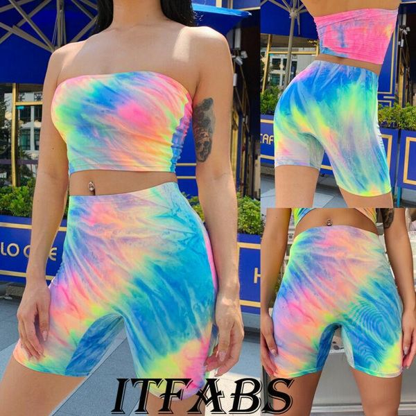 yoga outfit summer fashion rainbow tie-dyeing print set slim camisole crop high waist shorts capris women bandeau gym outfits 
yoga outfit summer fashion rainbow tie-dyeing print set slim camisole crop high waist shorts capris women bandeau gym outfits