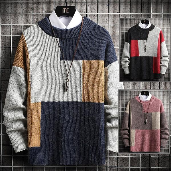 men's sweaters men 's round neck sweater clothes casual warm splicing color block lazy wind autumn, White;black
men's sweaters men 's round neck sweater clothes casual warm splicing color block lazy wind autumn, White;black