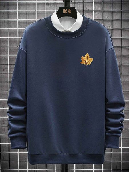 men maple leaf print drop shoulder sweatshirt without shirt y7ih#, Black
men maple leaf print drop shoulder sweatshirt without shirt y7ih#, Black