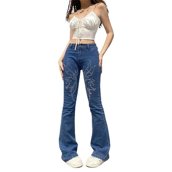 women's jeans xingqing y2k butterfly rhinestone printed flared women low waist retro pants harajuku baggy denim trouser cute streetwear, Blue
women's jeans xingqing y2k butterfly rhinestone printed flared women low waist retro pants harajuku baggy denim trouser cute streetwear, Blue