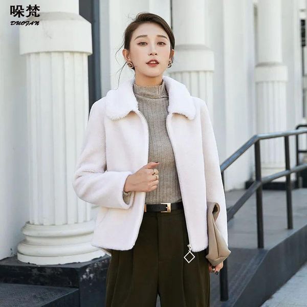 women's fur & faux duofan 100% wool long sleeve loose warm jacket lamb winter lapel female coat white classic coats df0018, Black
women's fur & faux duofan 100% wool long sleeve loose warm jacket lamb winter lapel female coat white classic coats df0018, Black